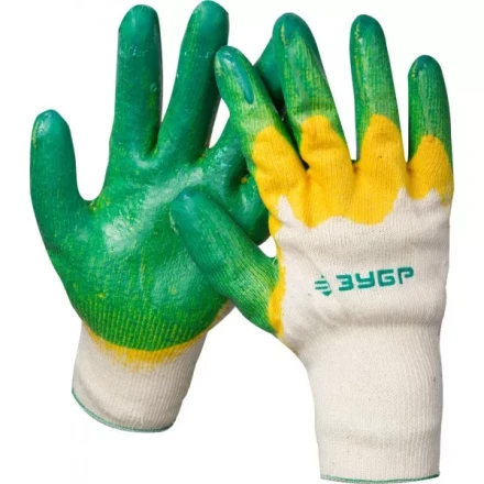 Перчатки ЗУБР &quot;МАСТЕР&quot; трикотажные, х/б, двойная обливная ладонь из латекса, L-XL 11459-XL купить в Губкинске