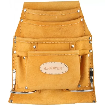 Сумка поясная STAYER PROFESSIONAL для инструментов, кожаная, 10 карманов, 2 скобы 38517 купить в Губкинске