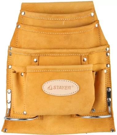 Сумка поясная STAYER PROFESSIONAL для инструментов, кожаная, 10 карманов, 2 скобы 38517 купить в Губкинске