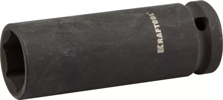 Торцовая головка KRAFTOOL "INDUSTRIE QUALITAT" ударная, удлиненная (1/2"), FLANK, Cr-Mo, фосфатированная, 19 мм 27942-19_z01 купить в Губкинске