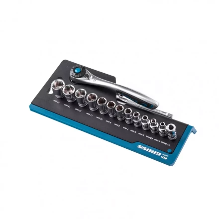 Набор торцевых головок трещотка 120 зубьев 36 предметов 1/4" CrV Gross 14142 купить в Губкинске