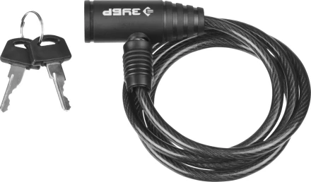 Замок ЗУБР &quot;СТАНДАРТ&quot;, тросовый, 2 ключа в комплекте, длина троса 950мм, d 6мм 37269-95 купить в Губкинске