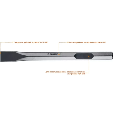 ЗУБР БУРАН, 35 х 400 мм, HEX 28, плоское зубило (29380-35-400) купить в Губкинске