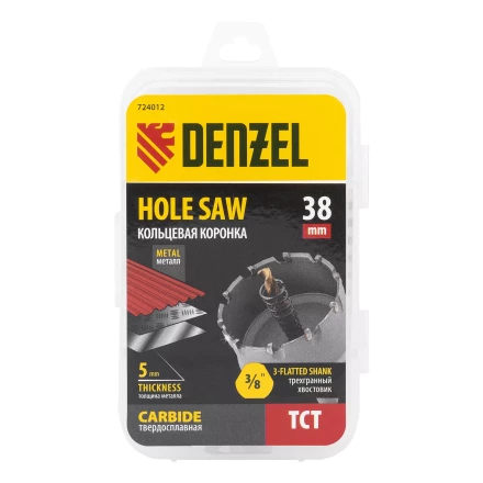 Коронка по металлу твердосплавная, 38 мм Denzel 724012 купить в Губкинске