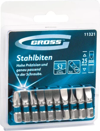 Набор бит РZ1х25, сталь S2, 10шт GROSS 11339 купить в Губкинске