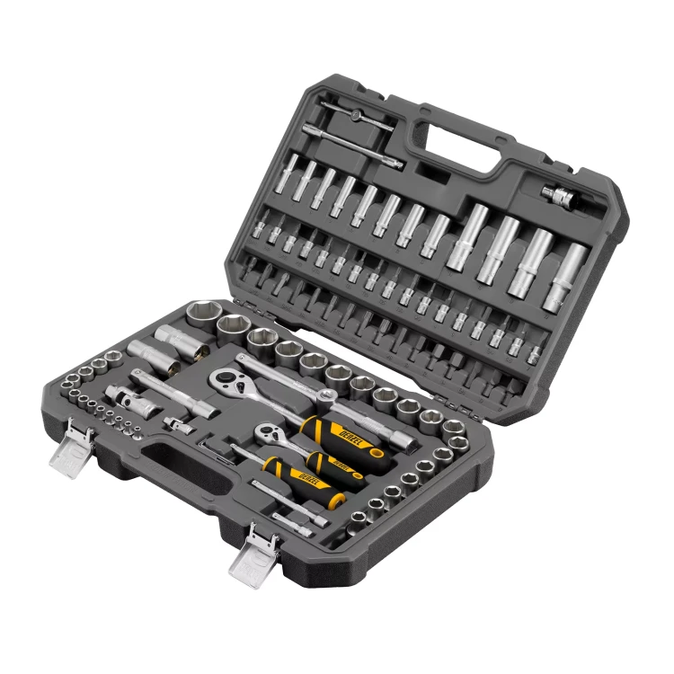 Набор инструментов Denzel 15813, 1/2", 1/4", CrV, S2, пластиковый кейс, 94 предмета купить в Губкинске