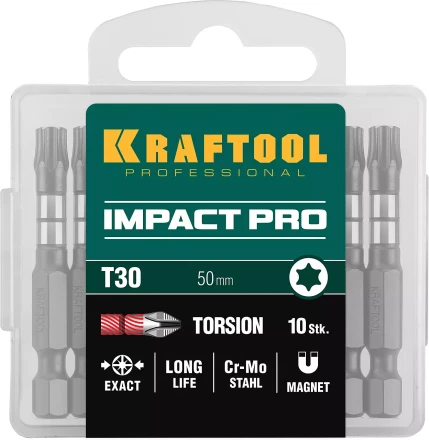 Биты для ударных шуруповертов KRAFTOOL Impact Pro TX 26195-30-50-S10 купить в Губкинске