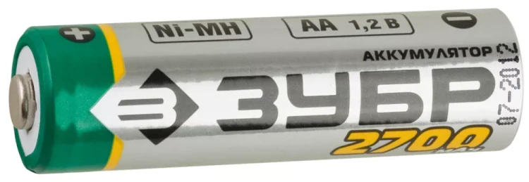 Аккумулятор ЗУБР никель-металлгидридный, тип АА, 2700мАч, 4шт на карточке 59275-4C купить в Губкинске
