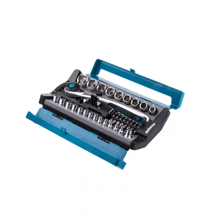 Набор торцевых головок трещотка 120 зубьев 41 предмет 1/2" 1/4" CrV Gross 14143 купить в Губкинске