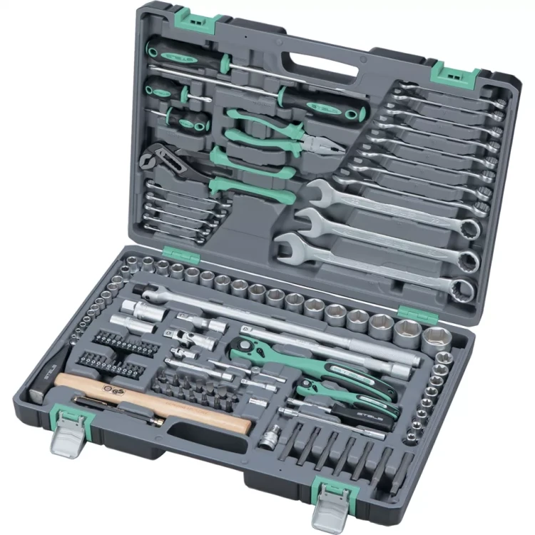 Набор инструмента, 1/4", 1/2", Cr-V, S2, усиленный кейс, 119 предм. STELS 14112 купить в Губкинске