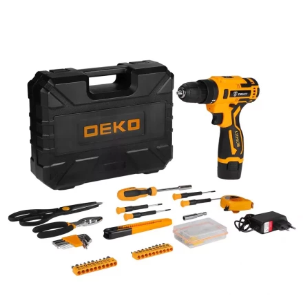 Дрель аккумуляторная DEKO Banger 12V + набор инструмента 93 предмета, 063-4167 купить в Губкинске