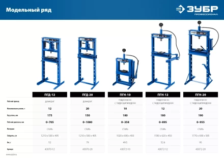 ЗУБР ПГД-20, 20 т, гидравлический пресс с домкратом и возвратными пружинами, Профессионал (43070-20) купить в Губкинске