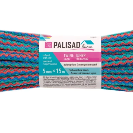 Шнур бельевой полипропиленовый с сердечником, 5 мм, L 15 м, цветной, Home Palisad 937095 купить в Губкинске