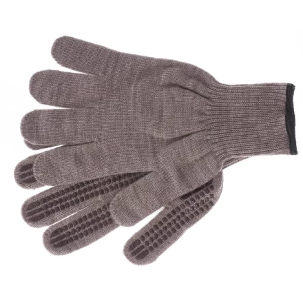 Перчатки трикотажные акрил ПВХгель Протектор коричневый оверлок Сибртех Россия 68663 купить в Губкинске