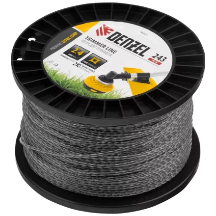 Леска для триммера двухкомпонентная витой квадрат, 2,4мм х 243м, на DIN катушке EXTRA CORD// Denzel 96823 купить в Губкинске