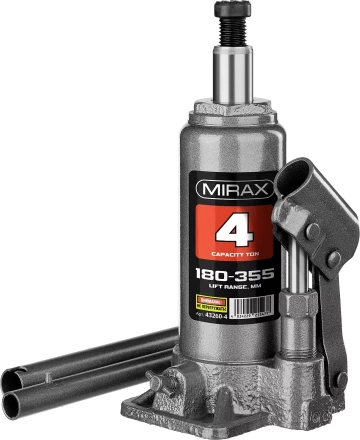 Домкрат гидравлический бутылочный, 4т, 180-355 мм, MIRAX 43260-4 43260-4 купить в Губкинске