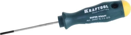 Отвертка KRAFTOOL, Cr-Mo-V закалённый стержень, двухкомпонентная противоскользящ рукоятка, SL 2,5x0,4x75мм 25007-2.5-075 купить в Губкинске