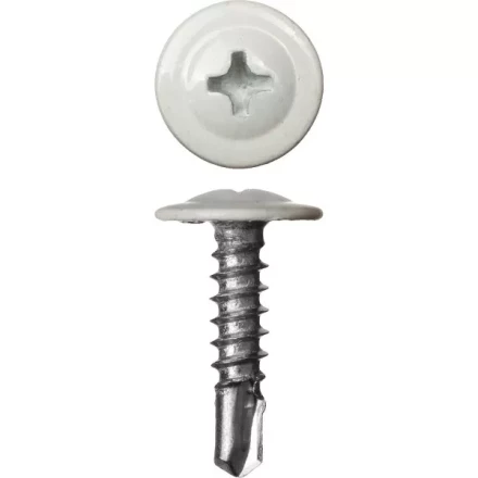 Саморезы ЗУБР с прессшайбой и сверлом по листовому металлу до 2мм, окрашенные в RAL-9003, PH2, 4,2х25мм, 400шт 300211-42-025-9003 купить в Губкинске