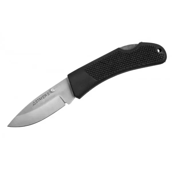 Нож STAYER складной с обрезиненной ручкой, средний 47600-1_z01 купить в Губкинске