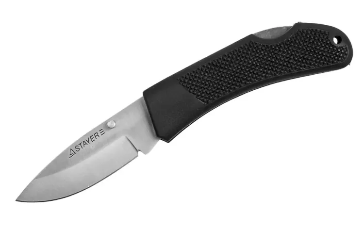 Нож STAYER складной с обрезиненной ручкой, средний 47600-1_z01 купить в Губкинске