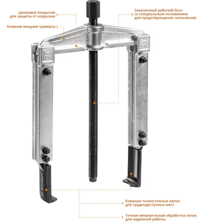 Съемники раздвижные 2-захватные с тонкими захватами серия ПРОФЕССИОНАЛ купить в Губкинске
