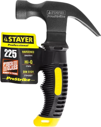 Молоток-гвоздодер &quot;COMPACT&quot; укороченный с фиберглассовой рукояткой, 225г, STAYER Professional 2026-225 купить в Губкинске