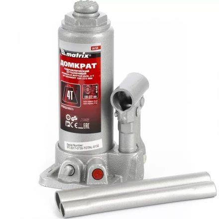 Домкрат гидравлический бутылочный 4 т h подъема 194–372 мм в пласт. кейсе MTX 507549 купить в Губкинске