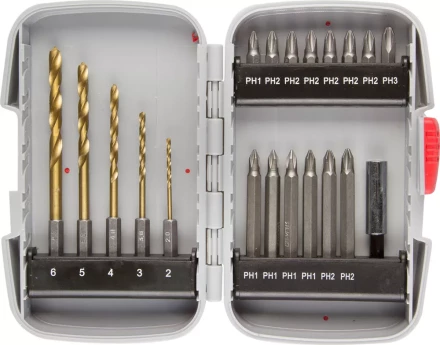 Набор ЗУБР &quot;МАСТЕР&quot;: Насадки для шуруповерта и дрели, биты, биты-сверла, адаптер, 20 предметов 26056-H20 купить в Губкинске