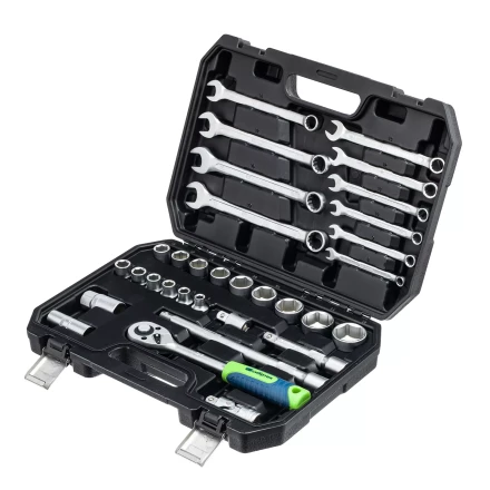 Набор инструментов Сибртех 13393, 1/2&quot;, пластиковый кейс, 32 предмета купить в Губкинске