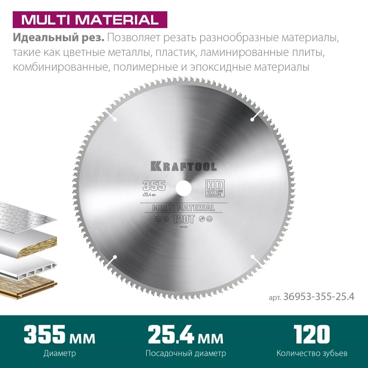 Диск пильный Multi Material, повышенный ресурс 36953-355-25.4 купить в Губкинске