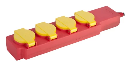 Удлинитель силовой &quot;СТРОИТЕЛЬ&quot;, 5 м, 3500 Вт, 4 гнезда, с крышками, ПВС 3x1 мм2 СВЕТОЗАР SV-55044-5 купить в Губкинске