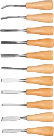 Набор DEXX: Стамески фигурные &quot;МИНИ&quot; с деревянной ручкой, 11шт 1834-H11_z01 купить в Губкинске