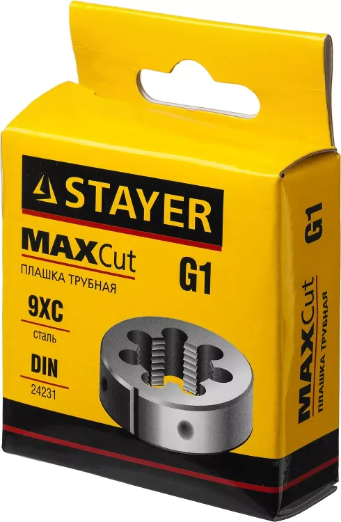 Плашка круглая ручная STAYER "MASTER", сталь 9ХС, для трубной резьбы G 1`` 28029-1 купить в Губкинске