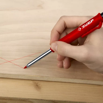 ЗУБР АСК красный, d 2,8 мм, HB, 6 сменных грифелей, автоматический карандаш (06311-3) купить в Губкинске