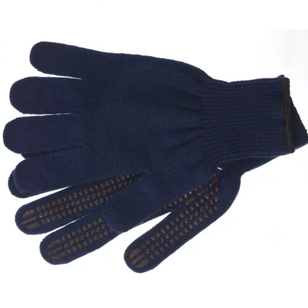 Перчатки трикотажные акрил ПВХгель Протектор синий оверлок Сибртех Россия 68665 купить в Губкинске