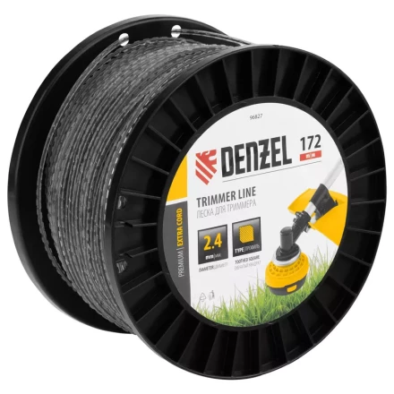 Леска для триммера двухкомпонентная зубчатый квадрат, 2,4мм х 172м, на DIN кат. EXTRA CORD// Denzel 96827 купить в Губкинске