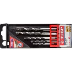 Набор ЗУБР Свёрла &quot;СУПЕР-6&quot; по бетону, ударные, с шестигранным хвостовиком, 4; 5; 6; 8; 10мм, 5шт 2916-H5