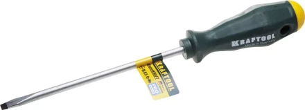 Отвертка KRAFTOOL, Cr-Mo-V закалённый стержень, двухкомпонентная противоскользящ рукоятка, SL 6,5x1,2x150мм 25007-6.5-150 купить в Губкинске
