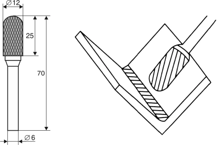 Борфреза Цилиндрическая cо сферическим концом C 6х12 Энкор 21705 купить в Губкинске