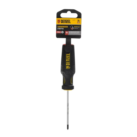 Отвертка, PH0х75 мм, S2, 3к рукоятка Denzel 121717 купить в Губкинске