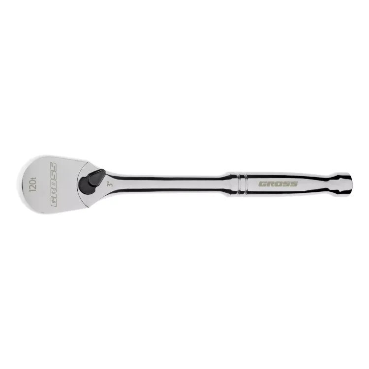 Ключ-трещотка 3/8" Gross 14051, CrV, 120 зубьев, цельнометаллический, хром купить в Губкинске