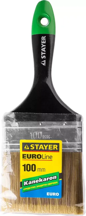 STAYER “KANEKARON-EURO”. Кисть плоская, искусственная щетина, деревянная ручка, 100мм 0106-100 купить в Губкинске