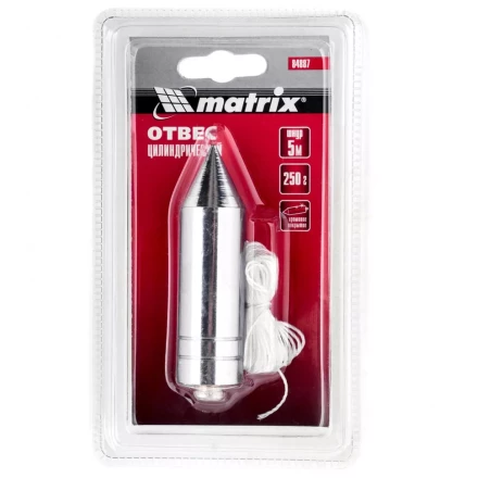 Отвес цилиндрический 250 г шнур 5 м Matrix 84887 купить в Губкинске