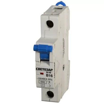 Выключатель автоматический СВЕТОЗАР 1-полюсный, 25 A, &quot;B&quot;, откл. сп. 6 кА, 230 / 400 В SV-49051-25-B купить в Губкинске