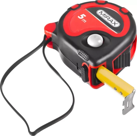 Рулетка MIRAX, 3 стопора, двухкомпонентный пластиковый корпус, 5мх25мм 34013-05-25 купить в Губкинске