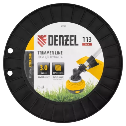 Леска для триммера двухкомпонентная зубчатый квадрат, 3,0мм х 113м, на DIN кат. EXTRA CORD// Denzel 96828 купить в Губкинске