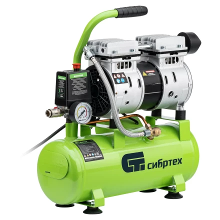 Компрессор безмаслянный малошумный Сибртех МБ 750/10,750 Вт, 10 л, 150 л/мин 58001 купить в Губкинске
