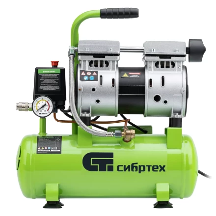 Компрессор безмаслянный малошумный Сибртех МБ 750/10,750 Вт, 10 л, 150 л/мин 58001 купить в Губкинске
