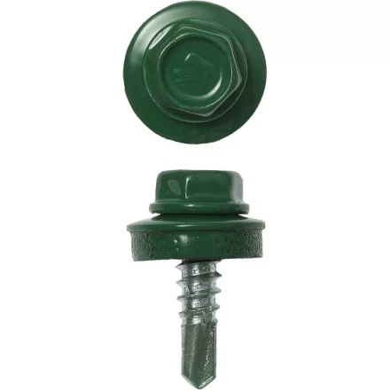 Саморезы ЗУБР &quot;ПРОФЕССИОНАЛ&quot; окраш., RAL 6002 зелен. лист, для крепл. кров. матер. к металл. констр., 5.5x19мм, 500шт 4-300315-55-019-6002 купить в Губкинске