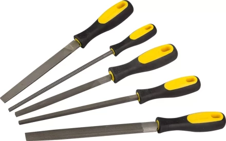 Набор STAYER &quot;PROFI&quot;: Напильники с двухкомпонентной рукояткой,плоский,полукруглый,трехгран,квадратный,круглый,№2,200мм 1682-20-H5_z01 купить в Губкинске